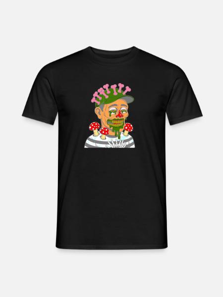 Mushroom Zombie Portrait with Mushrooms - Men's T-Shirt - black
