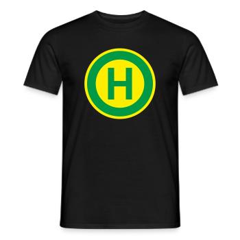 Costume d’arrêt de bus Panneaux de signalisation Carnaval de bus - T-shirt homme - noir - Devant - AI Model Male 178 light (178cm)
