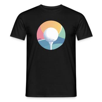 Golf ball in a colourful colour wheel discreet golf motif - Men's T-Shirt - black - Front - AI Model Male 178 light (178cm)