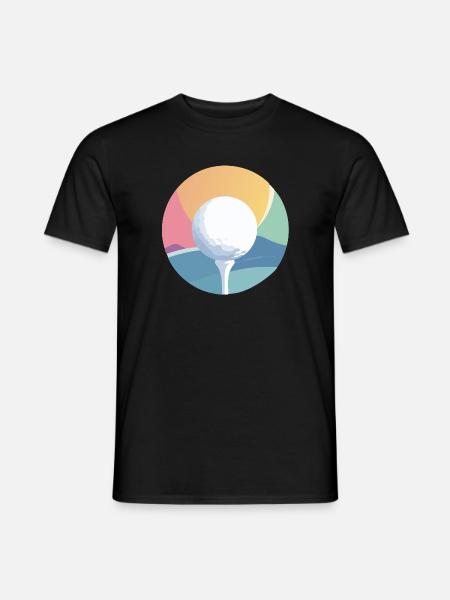 Golfball im bunten Farbkreis dezentes Golf Motiv - T-shirt herr - svart