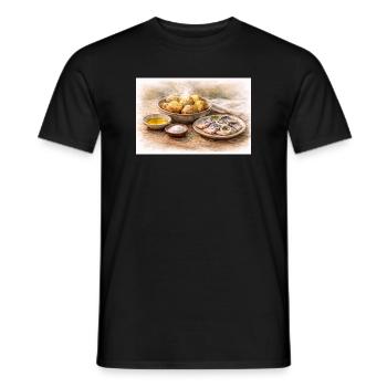 Jacket potatoes with herring Ukrainian - Men's T-Shirt - black - Front - AI Model Male 178 light (178cm)