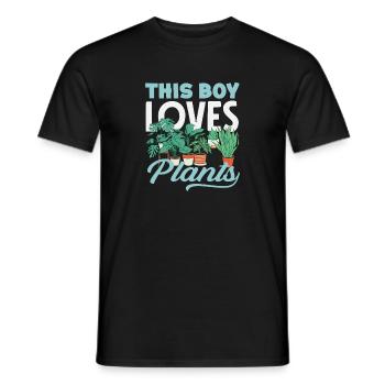 This Boy Loves Plants Plant Lover - Men's T-Shirt - black - Front - AI Model Male 178 light (178cm)