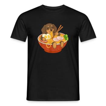 Japanese Ramen Dachshund Noodle Bowl Anime Otaku - Men's T-Shirt - black - Front - AI Model Male 178 light (178cm)