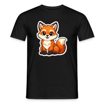 Niedlicher Fuchs Motiv im Cartoon Stil  - Männer T-Shirt - Schwarz - Vorne - AI Model Male 178 light (178cm)