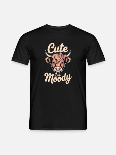 Hochlandrind Sprüche Launisch Lustiges Geschenk - Männer T-Shirt - Schwarz