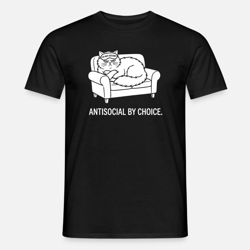 Antisocial by Choice Katze Geschenk - Männer T-Shirt - Schwarz