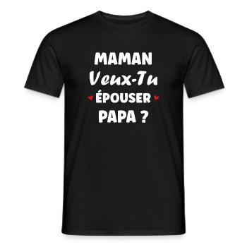 Mama will Papa heiraten? Humorvolles Design - Männer T-Shirt - Schwarz - Vorne - AI Model Male 178 light (178cm)