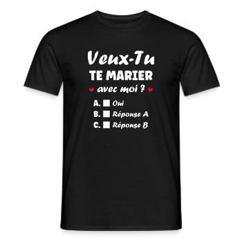 Interactive Wedding Proposal - Men's T-Shirt - black - Front - AI Model Male 178 light (178cm)