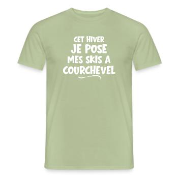 Domaine skiable, station de ski - T-shirt homme - vert sauge - Devant - AI Model Male 178 light (178cm)