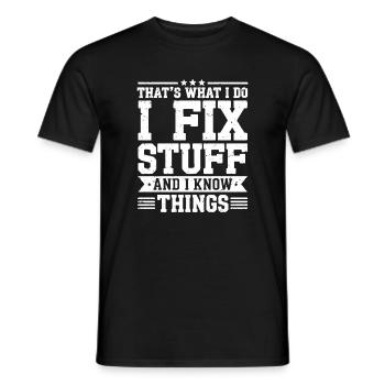 Das ist es, was ich tue, ich repariere Dinge und ich weiß Dinge - Männer T-Shirt - Schwarz - Vorne - AI Model Male 178 light (178cm)