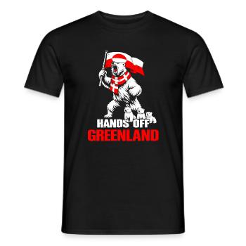 Polar bear and Greenland flag - Men's T-Shirt - black - Front - AI Model Male 178 light (178cm)