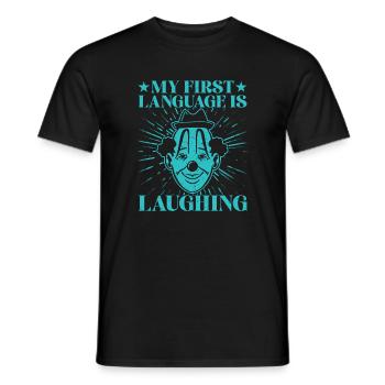 Idée cadeau pour artiste de cirque rieur en langue maternelle - T-shirt homme - noir - Devant - AI Model Male 178 light (178cm)