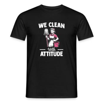 Motif de l’équipe de nettoyage - T-shirt homme - noir - Devant - AI Model Male 178 light (178cm)
