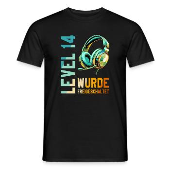 14th Birthday Boy Girl Teenager Level 14 - Men's T-Shirt - black - Front - AI Model Male 178 light (178cm)