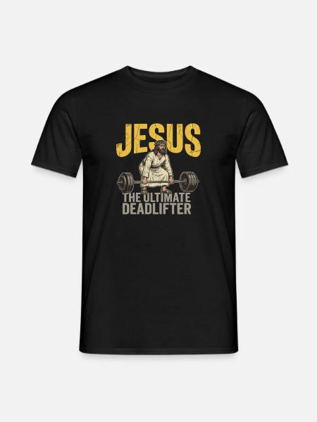 Jesus The Ultimate Deadlifter – Retro Fitness - Men's T-Shirt - black