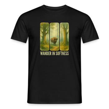 Wandering Bison in the Forest - Men's T-Shirt - black - Front - AI Model Male 178 light (178cm)
