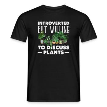 Introvert Discuss Plants Funny - Men's T-Shirt - black - Front - AI Model Male 178 light (178cm)