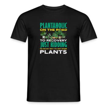 Plantaholic Plant Lover Gardener Gardening - Men's T-Shirt - black - Front - AI Model Male 178 light (178cm)