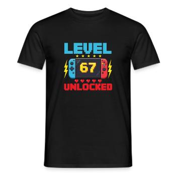 Level 67 Unlocked Gamer School Meme Kids - Men's T-Shirt - black - Front - AI Model Male 178 light (178cm)