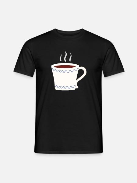Steaming Mug with Blue Wave Trim - Men's T-Shirt - black