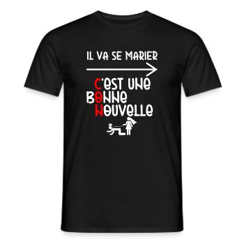 Tenue Groupe EVG Mariage Humour - T-shirt homme - noir - Devant - AI Model Male 178 light (178cm)