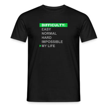 Mode de difficulté – Ma vie - T-shirt homme - noir - Devant - AI Model Male 178 light (178cm)