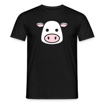 Cute Cow Head Face Comic Vector - Men's T-Shirt - black - Front - AI Model Male 178 light (178cm)