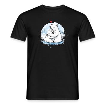 Cuddling polar bears in winter – a loving motif - Men's T-Shirt - black - Front - AI Model Male 178 light (178cm)
