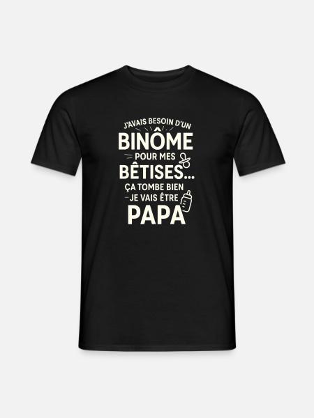 Papa Binôme Bêtises - T-shirt homme - noir