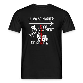 Tenue EVG crétin Mariage Humour - T-shirt homme - noir - Devant - AI Model Male 178 light (178cm)