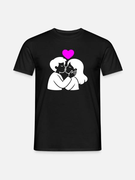 Verliebt Paar Herz Liebe - Männer T-Shirt - Schwarz