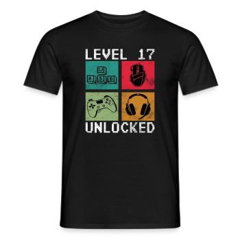 17th Birthday Level 17 unlocked - Men's T-Shirt - black - Front - AI Model Male 178 light (178cm)