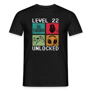 22. Geburtstag Männer Gamer Level 22 Unlocked - Männer T-Shirt - Schwarz - Vorne - AI Model Male 178 light (178cm)