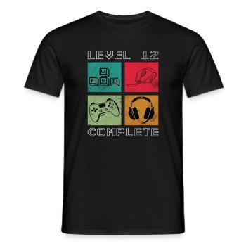 Level 12 completed - Men's T-Shirt - black - Front - AI Model Male 178 light (178cm)