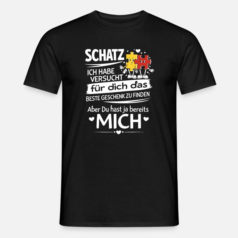 Schatz Geschenk Spruch Puzzleherz - Männer T-Shirt - Schwarz