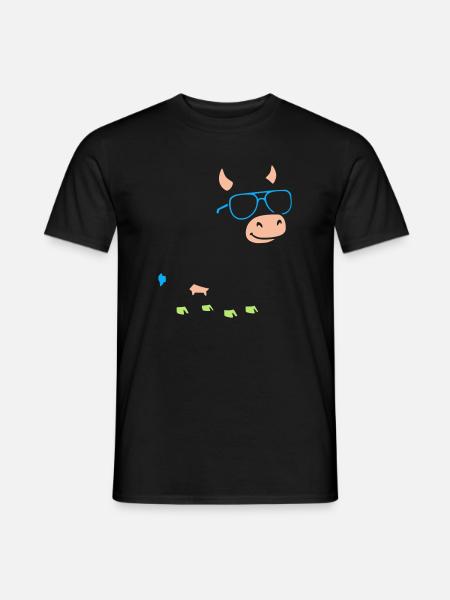 Cool Cow Sunglasses Abstract Vector - Men's T-Shirt - black