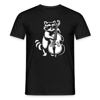 Racoon playing double bass in jazz band - Men's T-Shirt - black - Front - AI Model Male 178 light (178cm)