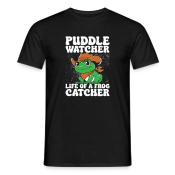 Frog Catcher Puddle Watcher Life Of A Frog - Men's T-Shirt - black - Front - AI Model Male 178 light (178cm)
