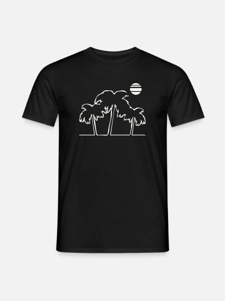 Tropical palm trees in sunset - Men's T-Shirt - black