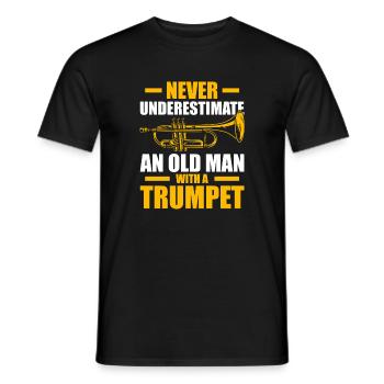 Un vieil homme avec un trompettiste - T-shirt homme - noir - Devant - AI Model Male 178 light (178cm)