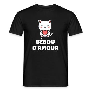 Chaton cœur Bébou d'Amour - T-shirt homme - noir - Devant - AI Model Male 178 light (178cm)