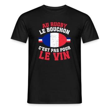 Humour Rugby Bouchon Pas Pour Le Vin - T-shirt homme - noir - Devant - AI Model Male 178 light (178cm)