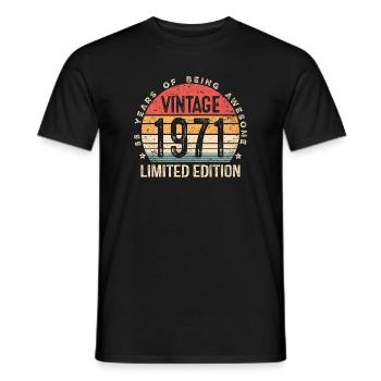 Vintage 1971 Limited Edition 55 Jahre altes 55-jähriges Geburtstag - Männer T-Shirt - Schwarz - Vorne - AI Model Male 178 light (178cm)