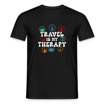 Passport Stamp World Travel Adventure Gift - Men's T-Shirt - black - Front - AI Model Male 178 light (178cm)