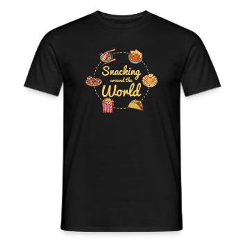 Grignotage autour du monde : Motif du voyage culinaire - T-shirt homme - noir - Devant - AI Model Male 178 light (178cm)