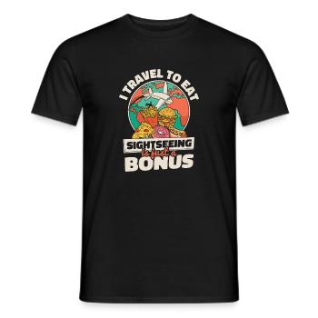 Le tourisme Travel To Eat n’est qu’un bonus - T-shirt homme - noir - Devant - AI Model Male 178 light (178cm)