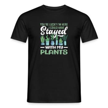 Stayed With My Plants Funny Plant Lover - Men's T-Shirt - black - Front - AI Model Male 178 light (178cm)