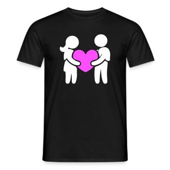 Paar Verliebt Herz - Männer T-Shirt - Schwarz - Vorne - AI Model Male 178 light (178cm)