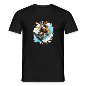 Husky Hund Snowboard - Männer T-Shirt - Schwarz - Vorne - AI Model Male 178 light (178cm)