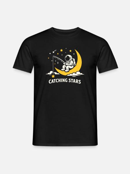 Astronaut star-fishing on the moon - Men's T-Shirt - black